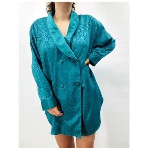 Vintage Victoria's Secret Gold Label Satin Paisley Double Breasted Sleep Shirt